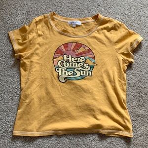 tilly’s white fawn beatles vintage cropped t shirt